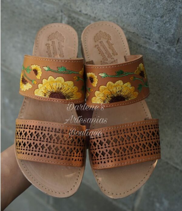 Sunflower Embroidered Slides Darlenes Artesanias Boutique
